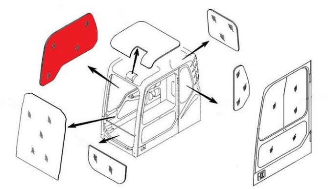 Стекло кабины правое (триплекс) 903-00072A DOOSAN / DAEWOO DX140-DX520 серия DX Yekaterinburg - photo 1