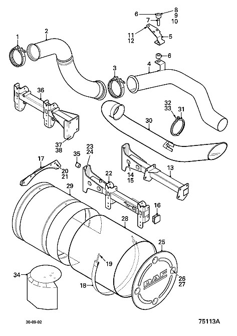 На DAF XF95 XLRAS47Xs0E682993 нужны : 1. Глушитель 1641146. 2. Труба 1629456 (#2). 3. Труба 1611170  - photo 1
