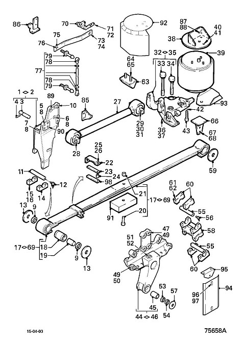 На DAF XF105 2008 года (одиночка) нужна 1389409 - передняя правая рессора на пальцах.  - photo 1