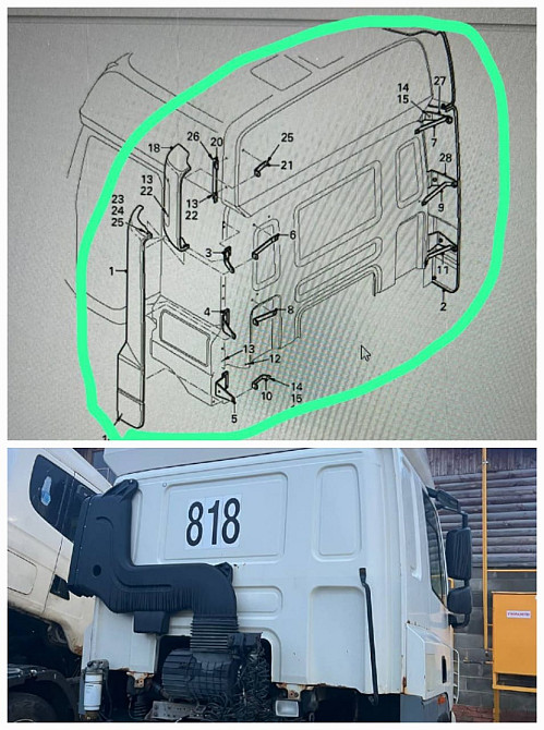 На DAF CF85 куплю спойлера боковые как на фото 4 части. Номера: и уголок верхний спойлер 1371910 пр  - photo 1