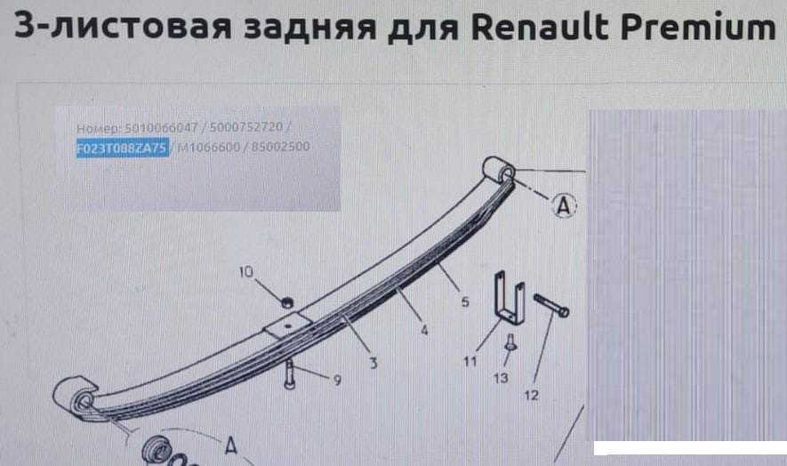 Нужна задняя рессора 3-листовая, артикул F023T088ZA75, для Рено.  - photo 1