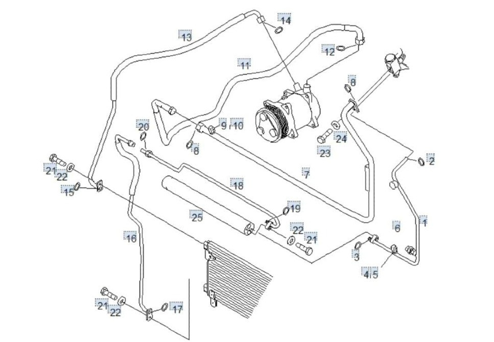 На MAN TGA ищу компрессор кондиционера, радиатор кондиционера и трубки 11,13,16. Вся Россия - изображение 1