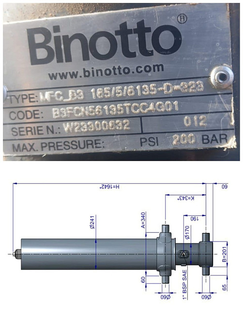 Нужен гидроцилиндр Binotto MFC B3 165-5-6135-D323 для подъема кузова на Сканию 8*4 2021 год. Вся Россия - изображение 1