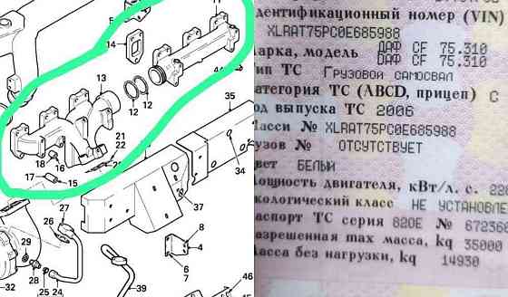Ищем коллектор (1373638 +1373639) на DAF CF75 вин XLRAT75PC0E685988. 