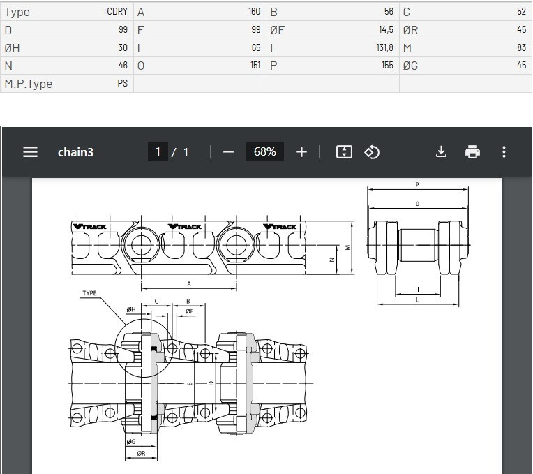 Запчасти гусеничного хода установок с шагом цепи 160 мм Sankt-Peterburg - photo 1