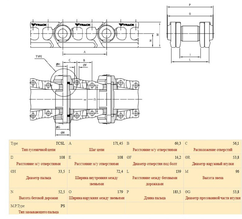 Запчасти гусеничного хода установок с шагом цепи 171,45 мм Санкт-Петербург - изображение 1