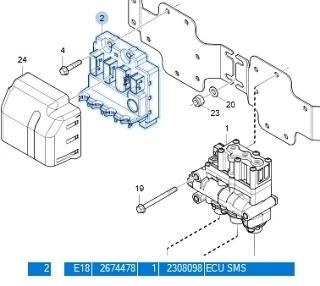 На Скания 6×4 с развесовкой по осям нужен блок управления подвеской elc4 2236803, 2236806, 2267615, Вся Россия - изображение 1